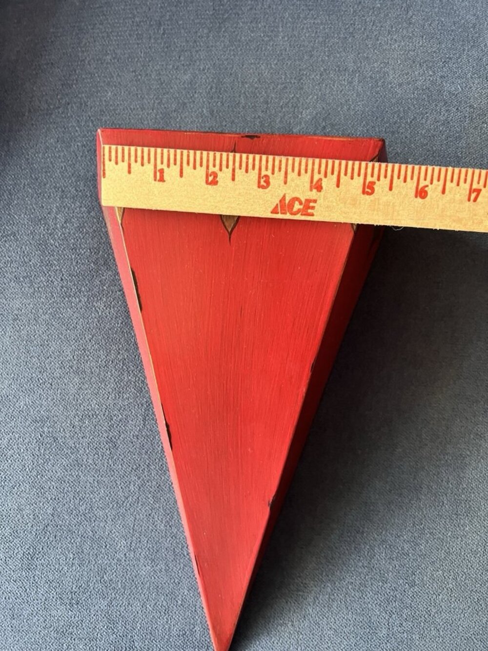 SOUTHERN LIVING Red Metal Triangular Wall Sconce Shelf Floral 14"L x 8"W Painted - Picture 4 of 9